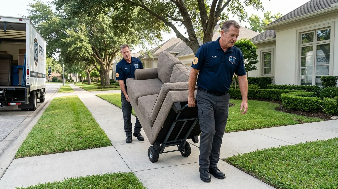 Local residential moving crew loading furniture in Concord, NH